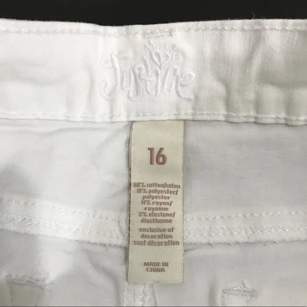 Justice White Denim Raw Hem Shorts Size 16